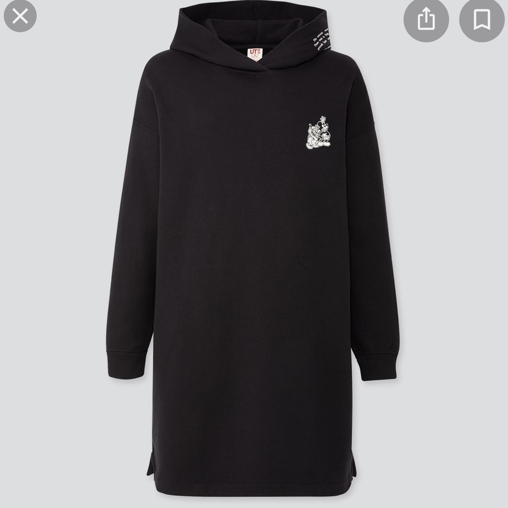 Uniqlo Disney Embroidered Black Hoodie Dress
